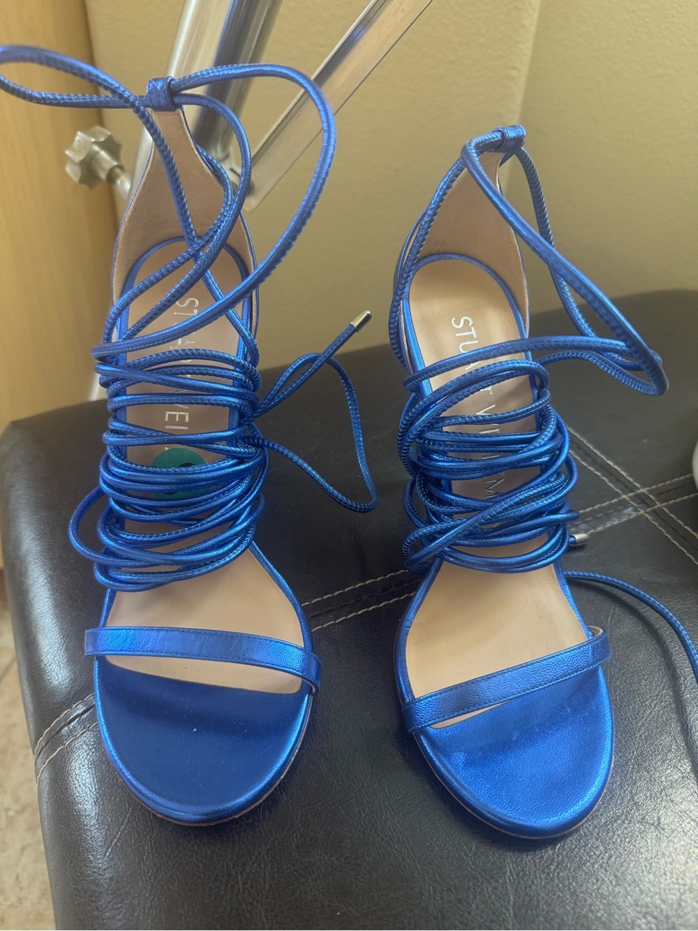 Stuart Weitzman Electric Blue Lace-Up Heeled Sandals